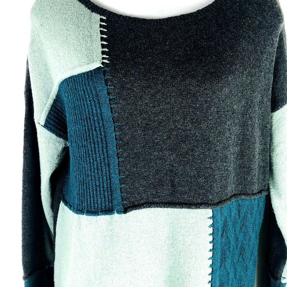 Style & Co Women’s Sweater Green Gray Combo Colorblock Sz S, Long Sleeve NWT - Picture 2 of 7